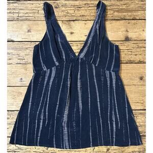 Banana Republic Women’s Blue Flowy V Neck Sleeveless 100% Silk Top Size S NWOT